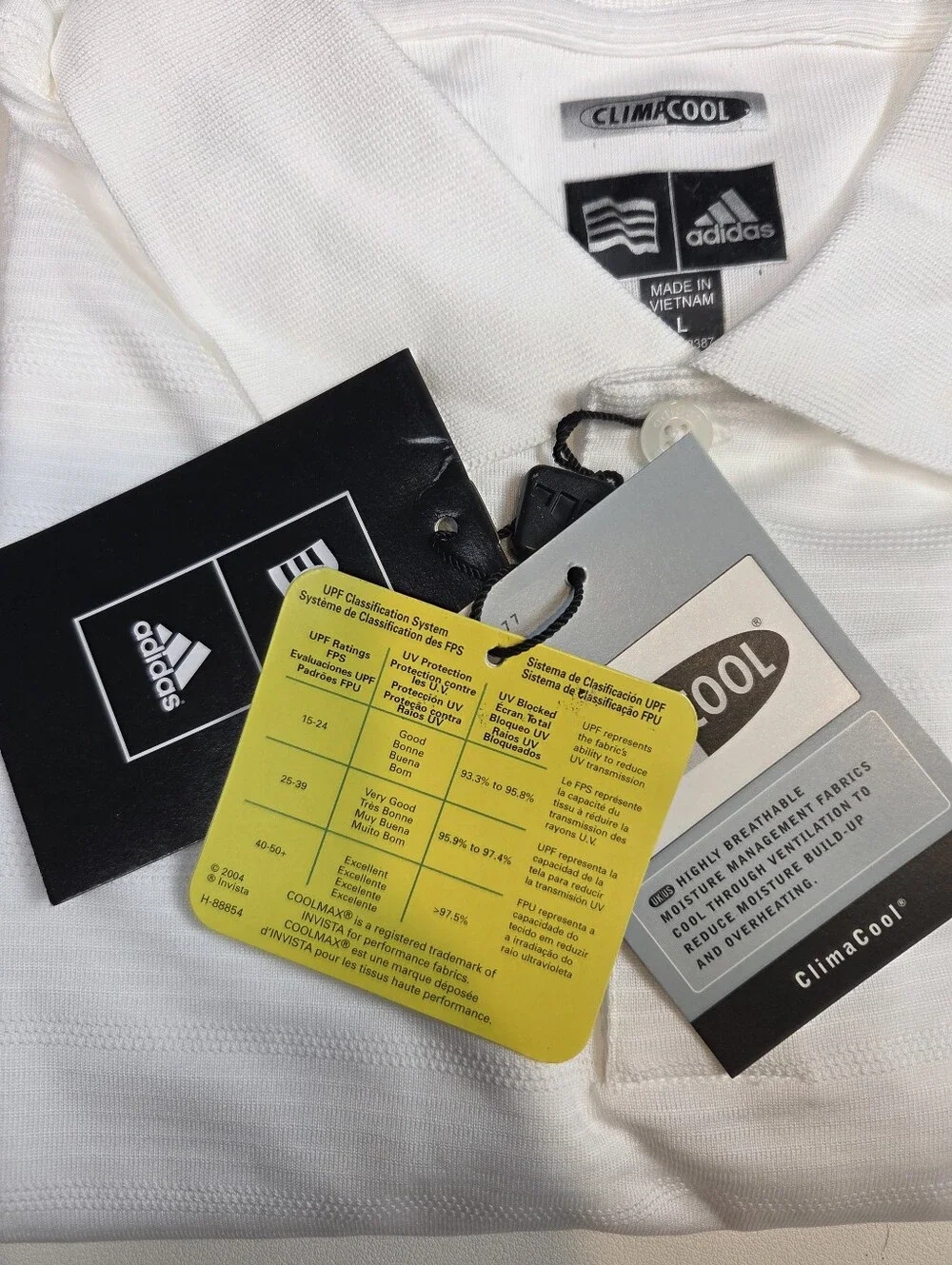 Men Large adidas White Polo Salve Regina University Logo Climacool Discontinued